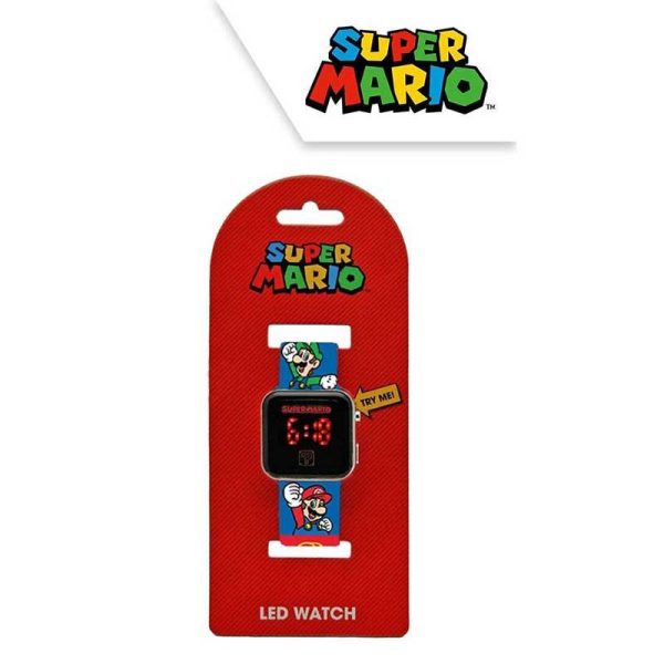 Super Mario Led Watch Παιδικό Ρολόι Χειρός με Λουράκι από Καουτσούκ/Πλαστικό